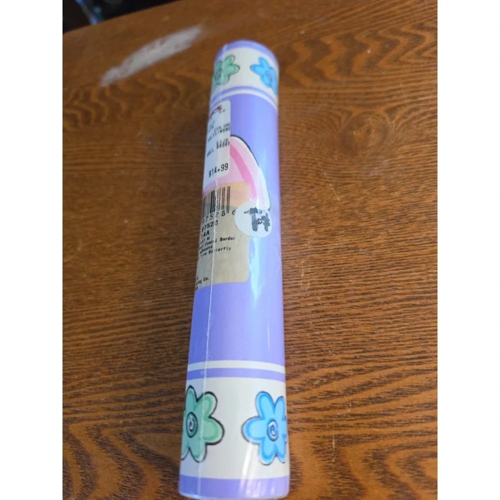 Bed Time Butterfly Pink Green Blue Purple Daisy Flower Kids Wall paper Border